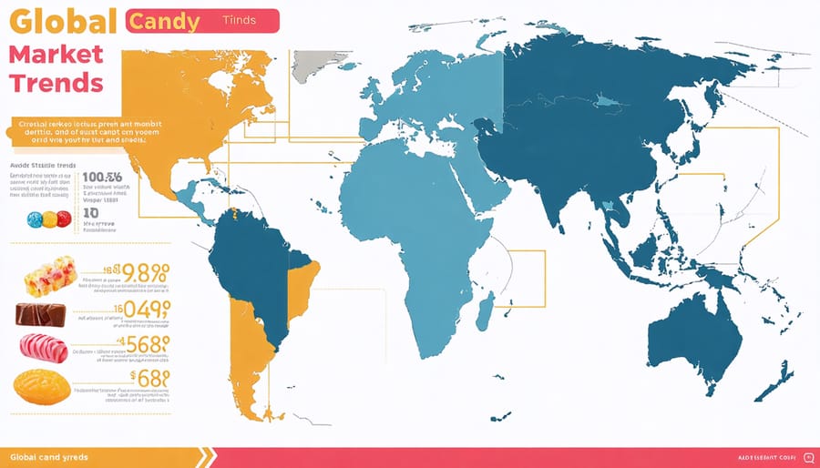 Infographic showing current trends and statistics of the global candy market