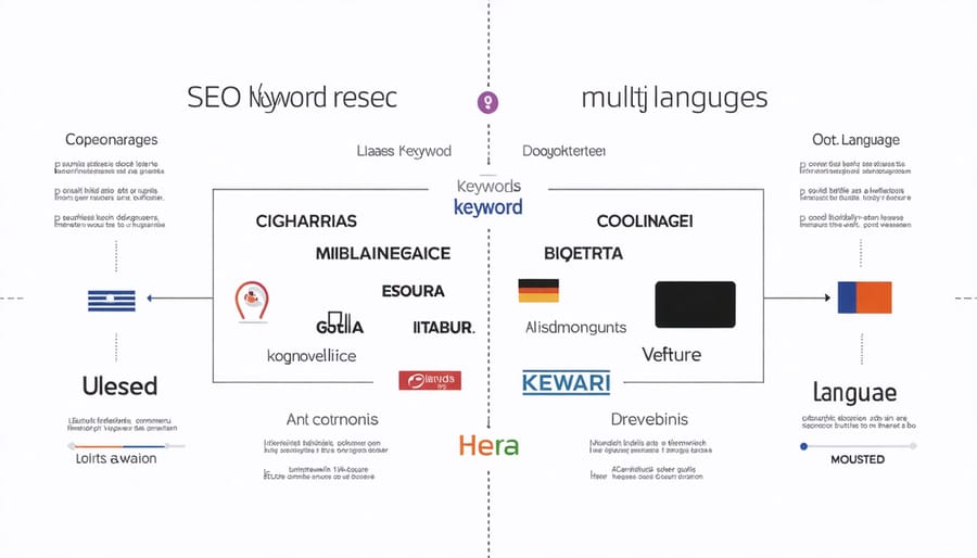 Illustration highlighting SEO keyword research in different languages